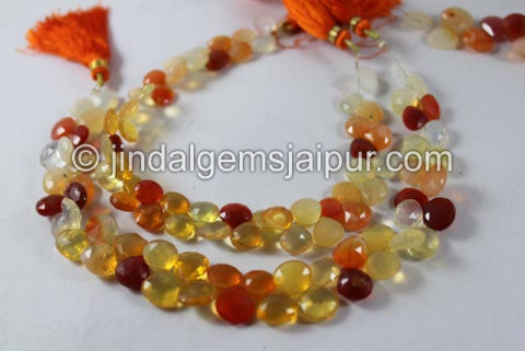 Fire Opal Far Faceted Heart Shape Beads